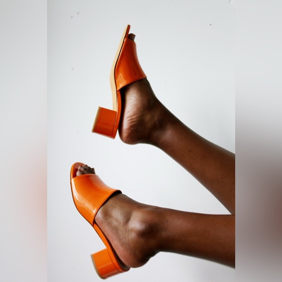 Maryam Nassir Zadeh Sophie Patent Slides in Orange - Picture 2 of 5